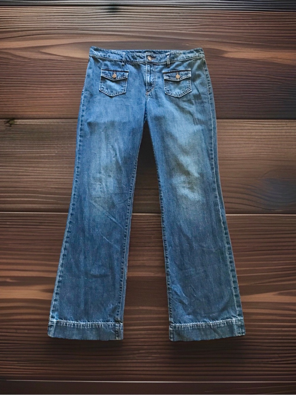Y2K Auth Ann Taylor LOFT Flare Jeans Women’s 31/12 Blue Stretch Denim Long EUC